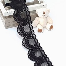 슈슈룸 망사레이스 리본 1260cm, 블랙, 1개