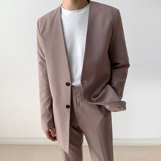 VILACT 男士四季基本版型無領西裝外套 + 長褲套裝