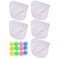 洗衣網 25*25cm 粉色 5入+洗衣球 12入 隨機出貨, 1套