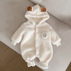 I am bebe 孩童小熊造型絨毛連帽長袖連身衣