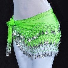 marketpia 女性雪紡肚皮舞臀巾, 淺綠色銀色