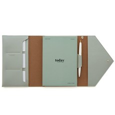 有趣的手拿包收納盒+日記本套裝, 薄荷灰, 1組