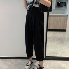 포플러앤씨 여성용 내추오 핀탁 배기 팬츠