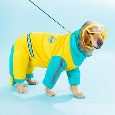 REDPUPPY Happy Day 大型犬雨衣, 1個, 黃色 + 薄荷綠