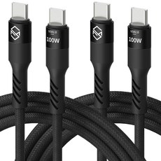 신지모루 C타입-C타입 단선방지 100W PD 초고속충전 케이블, 2m, 블랙, 2개