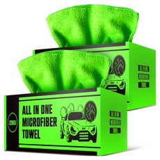 AKei. 車輛用抽取式多用途超細纖維洗車毛巾 22入, 2個, 淺綠色