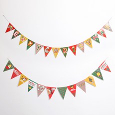 PARTYHAE 聖誕節圖案紙製3角掛旗, 混合顏色