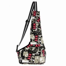 RaonToU 寵物簡約單肩背帶, 22帆布印花字母紅色