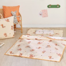 알레르망 유아용 알러지케어 토퍼 베개 낮잠이불 세트 분리형, 스윗베어 옐로우