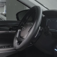 VENDICT 汽車皮革打孔圓形方向盤套 VDT-024, 黑色