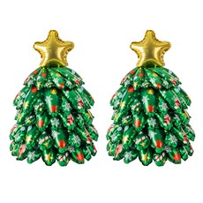 joyparty 聖誕樹造型銀箔氣球 38cm, 2個, 綠色