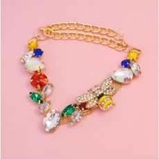 코코스튜디오 반려동물 코코 진주 크리스털 목걸이, 1개, 옐로우 비