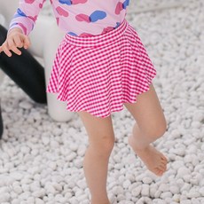 GOING KIDS 女童款格紋短泳裙