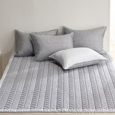 gBEDDING Brody條紋涼感人造絲絎縫薄床墊, 灰色