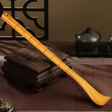 마켓피아 대나무 안마 지압 효자손, 노란색, 1개