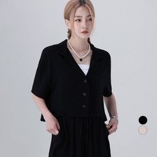 Awesomearound 女款氣質亞麻短袖鈕扣襯衫