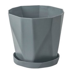 굿프랩 모던 플라스틱 화분 + 받침 320g, 다크그레이, 1개