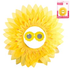 PARTYSHOW 向日葵臉部造型頭套 大+向日葵眼鏡組, 黃色（眼鏡）, 1套