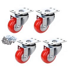 T-REX CASTER 旋轉聚氨酯腳輪 78 x 32 x 104 mm P503S-2 紅色 4入 + 墊圈 + 十字螺絲, 1套