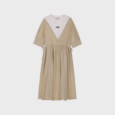 JUCY JUDY 跳色綁帶連身裙 JXOP321N, 米色