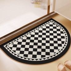 WIDHOME 極簡棋盤格吸水地墊, 半月形