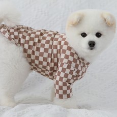 LuckyPetter 狗狗迷你格紋T恤, 米色/棕色, 1個