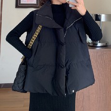 루나글램 임산부 루즈핏 터틀넥 다운 패딩 조끼