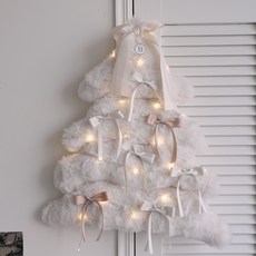 BEBEDECO 聖誕鮮奶油拿鐵色貂絨布藝樹, 牛奶, 54 x 58 cm