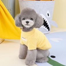 DING DONG PET 寵物背帶日常簡約羊羔毛T恤, 黃色, 1個