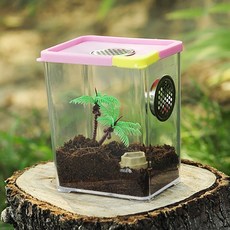 Lanboer 爬蟲類昆蟲通風飼養箱 10.5 x 8 x 13 cm, 1個, 粉紅色