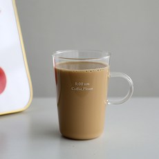 프렌치마르스 에이엠 에잇 심플 손잡이 유리 물컵 400ml, 화이트, 1개