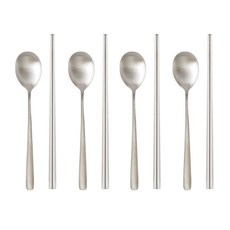 Raffine 霧面4人份餐具4件組, 銀色, 湯匙 4p + 筷子 4p