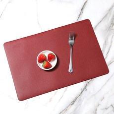 hellogem 晚餐皮革餐墊, 紅酒色, 45 x 30 cm, 2個
