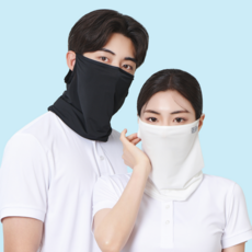 Leready 防紫外線涼感運動高爾夫口罩 2入組, 1套, 黑色, 白色