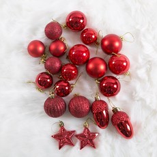 綜合聖誕迷你裝飾球 40入, Red, 1組