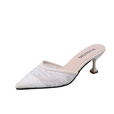 여성용 시스루 레이스 섹시한 스틸레토 뮬 PRDS559