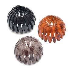 鳥巢丸子頭盤髮器 3入組, 橙棕、黑、棕, 1套