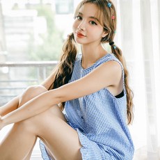 글램공감 여성용 냉감 스위티 지지미 나시 투피스 잠옷 세트