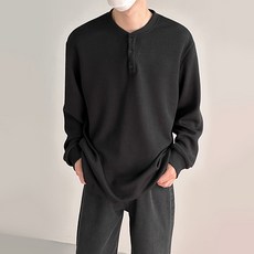 男款 Fashion Flow 簡約寬鬆版半開襟長袖大學T