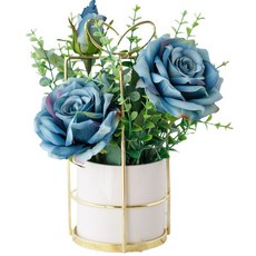 민성컴퍼니 조화 골드 케이지 미니화분, 로즈블루, 1개