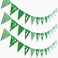 PARTYHAE 紙質聖誕圖案三角掛旗 3入, 綠色