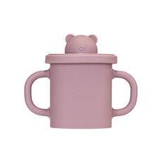 MODU'I BLUEMAMA 矽膠泰迪熊方形壺嘴水杯, 粉色, 350ml, 1個