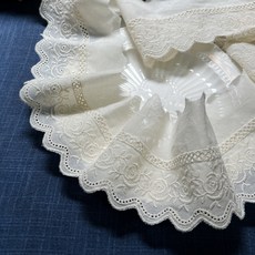 棉質刺繡蕾絲布料 8.5 x 180 cm, 米色, 2個