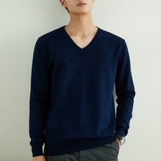 soleil 男士素色日常基本款V領針織衫