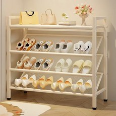 다용도 철제 슬림 수납 선반 신발 진열장 4단 70cm, 화이트, 1개