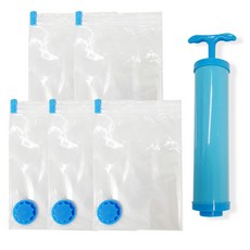 真空壓縮袋組 100*130cm+手動抽氣筒, 5入, 1組