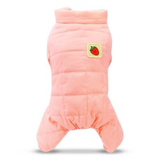 DING DONG PET 寵物草莓格紋鋪棉連身衣, 粉紅色