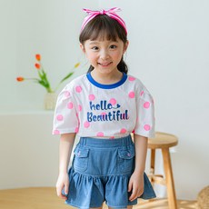 Lala Amang 女童款可愛圓點印花短袖T恤