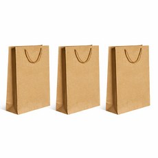 언더보스 무지 쇼핑백 세로형 40 x 30 x 10 cm, 크라프트, 3개