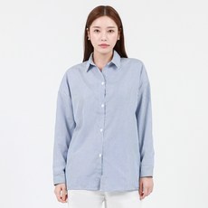 엘쏘 여성용 클래식 스트라이프 단가라 루즈핏 셔츠